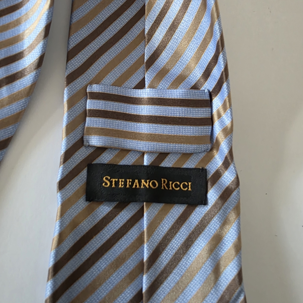 Stefano Ricci Blue and Brown Striped Tie